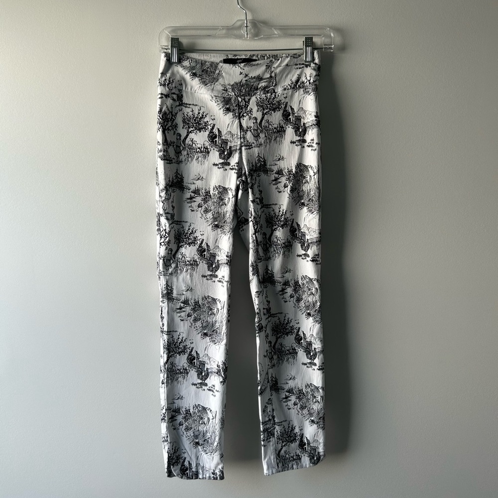Up! black and white printed slim leg pants